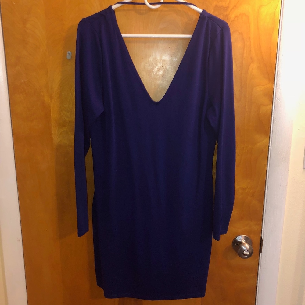 body con blue skin tight dress